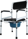 Bedside Commode Chair, Heavy-Duty Raised Toilet Seat with Handles, 6-Gears Height Adjustments, 180kg Capacity, Portable Bathroom Potty Chair for Adults (1)