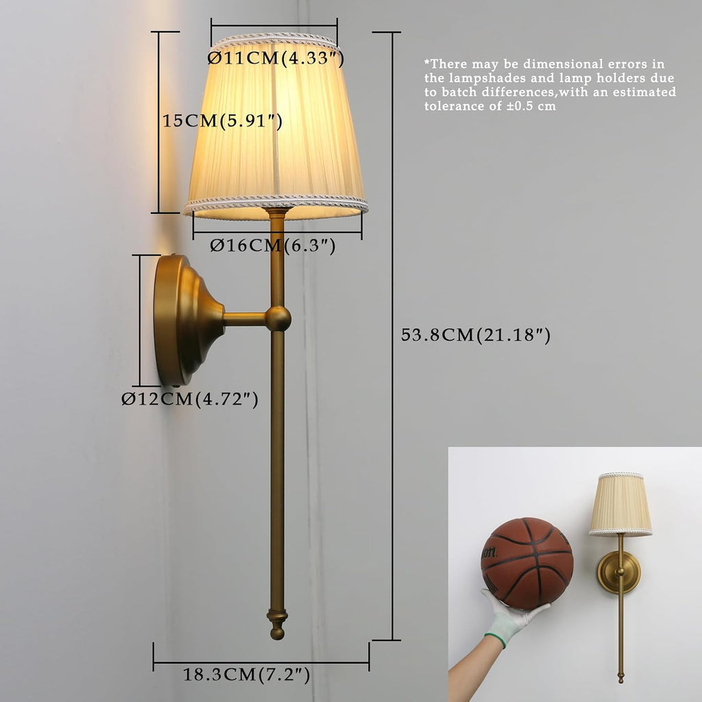 Phansthy Hardwired Brass Boho Wall Sconces Set of 2, Vintage Industrial Wall Lights 2 Pack, Vanity Light Wall Lamps with Lace Gauze Shade for Bedroom Living Room Hallway Decor (Antique + Khaki Shade)