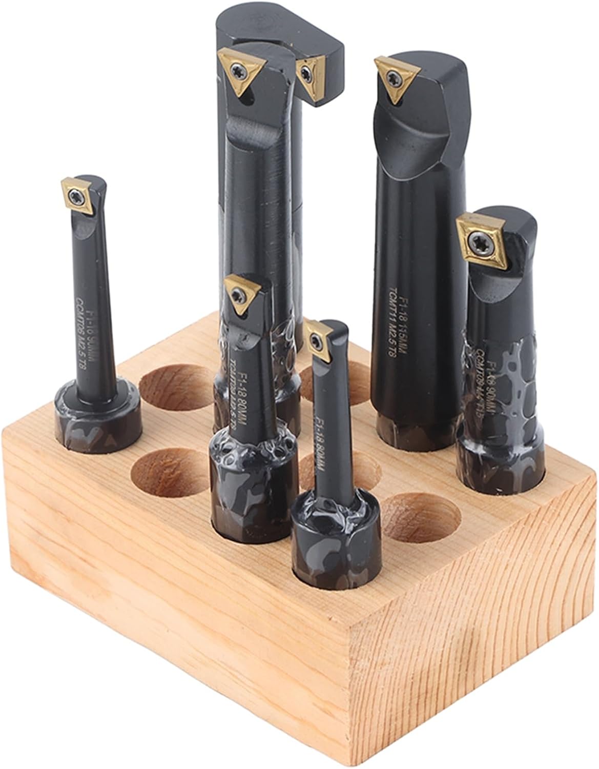 7Pcs Boring Tool 18mm Round Shank Indexable Cemented Carbide Turning Bar Holder Set F1 18 for Boring Machines and Lathes