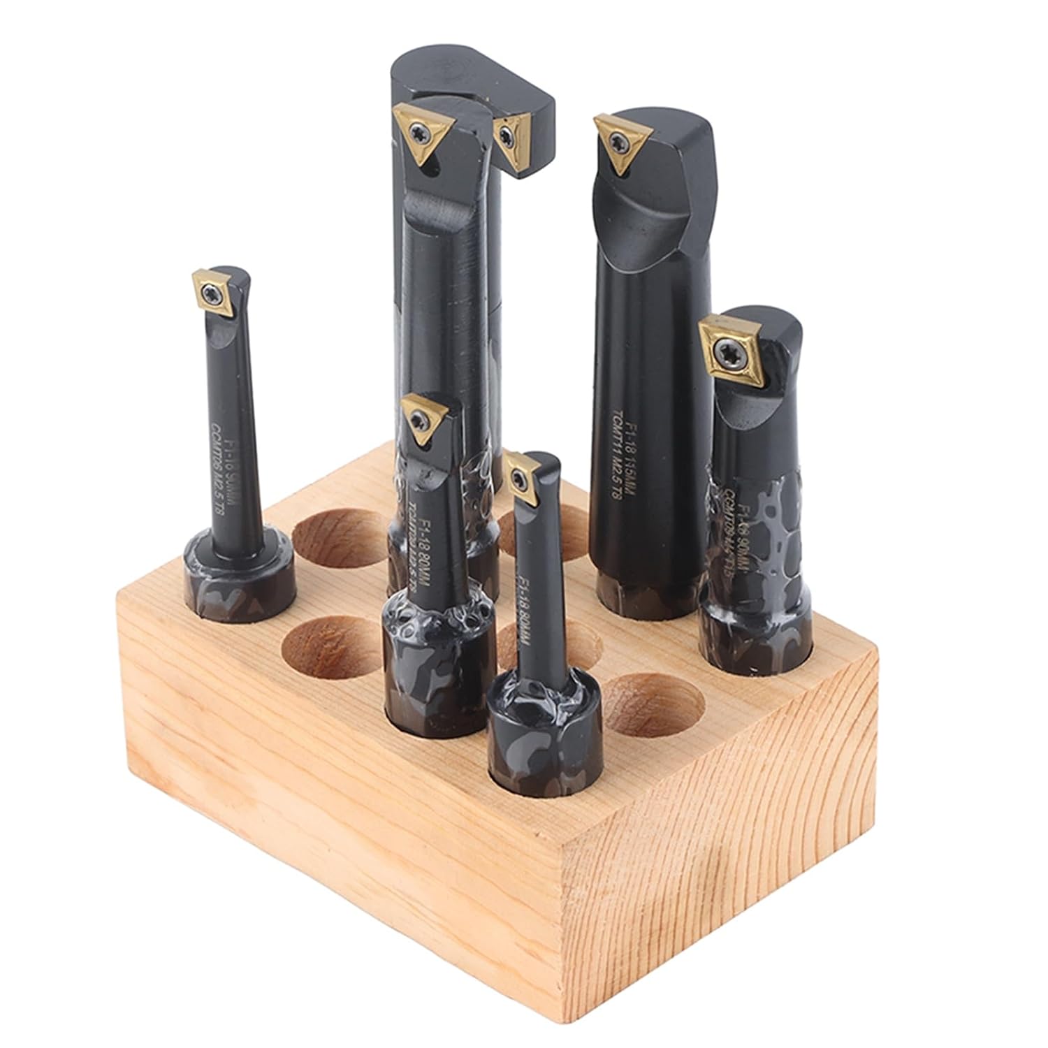 7Pcs Boring Bar Set, 18mm Round Shank Indexable Cemented Carbide Tipped Bars, Turning Bar Holder Set for Turning Inner Holes, Reaming