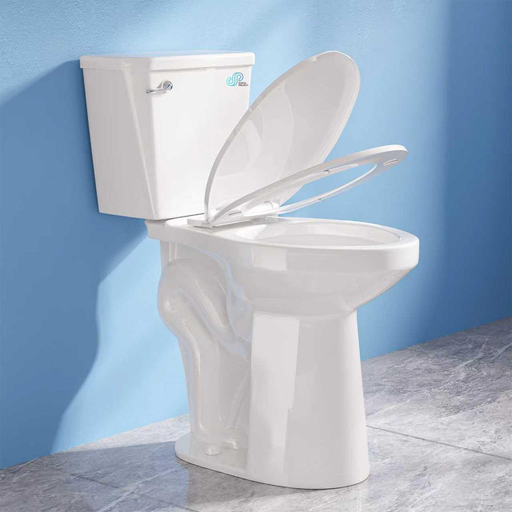 Simple Project 21 Inch High Toilet Elongated With Comfort Chair Seat, 1.28 Gpf Powerful Single Flush Extra Tall Toilet, 12 Inch Rough In Bathrooms Comfort Height Toilet for Seniors & Tall Person