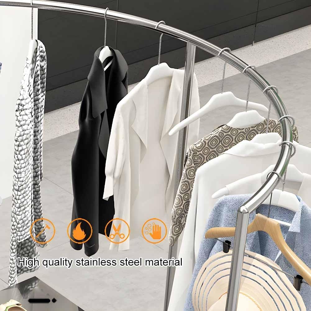 LXHELIVERY Half Round Clothes Rack, Clothing Display Rack Floor Standing Garment Rack Curved CombinationClothes Hanging Rack Used for Retail Clothing Stores(100x135 cm)