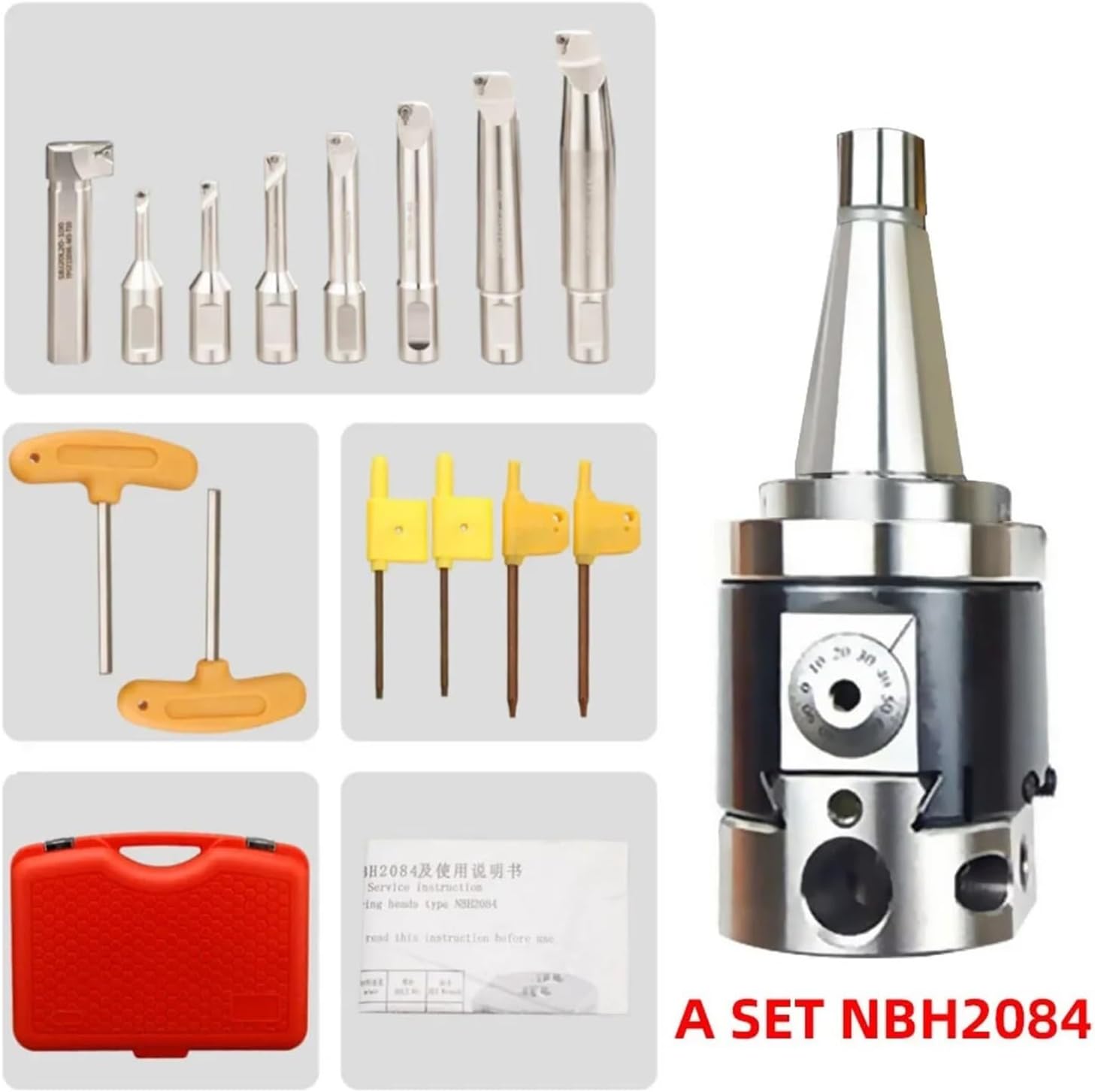 NBH2084 Set Boring Head Tool Suit Boring Head NBH BT30 BT40 BT50 NT30 NT40 NT50 R8 Tool Handle Bar Boring Tool Set(MT5 Tool Handle)