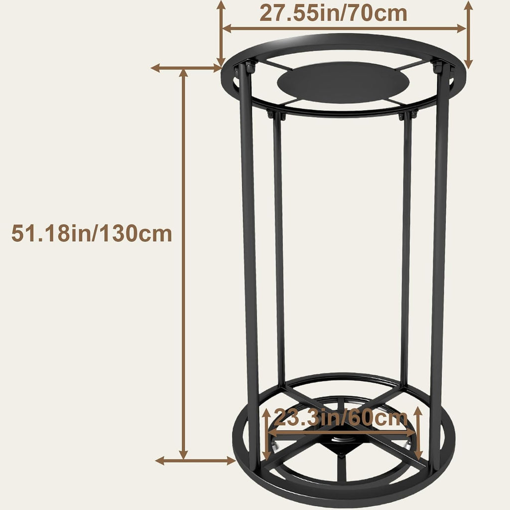 Rotatable Round Garment Display Rack, Floor-Standing Double Space Multi-Purpose Metal Shelf for Clothes Storage, Commercial Clothing Organizer in Retail Boutiques (Black, 27.6'x 51.2')