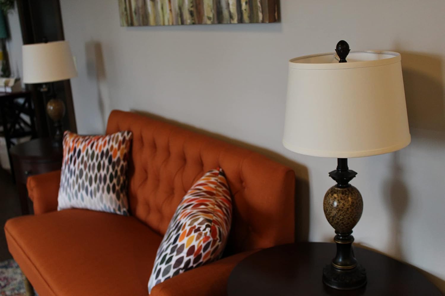 FenchelShades.com Set of 2 Lampshades 10' Top Diameter x 12' Bottom Diameter x 8' Slant Height with Washer (Spider) Attachment. Attaches to Lamps with an existing Harp (not included) (Linen Snow)