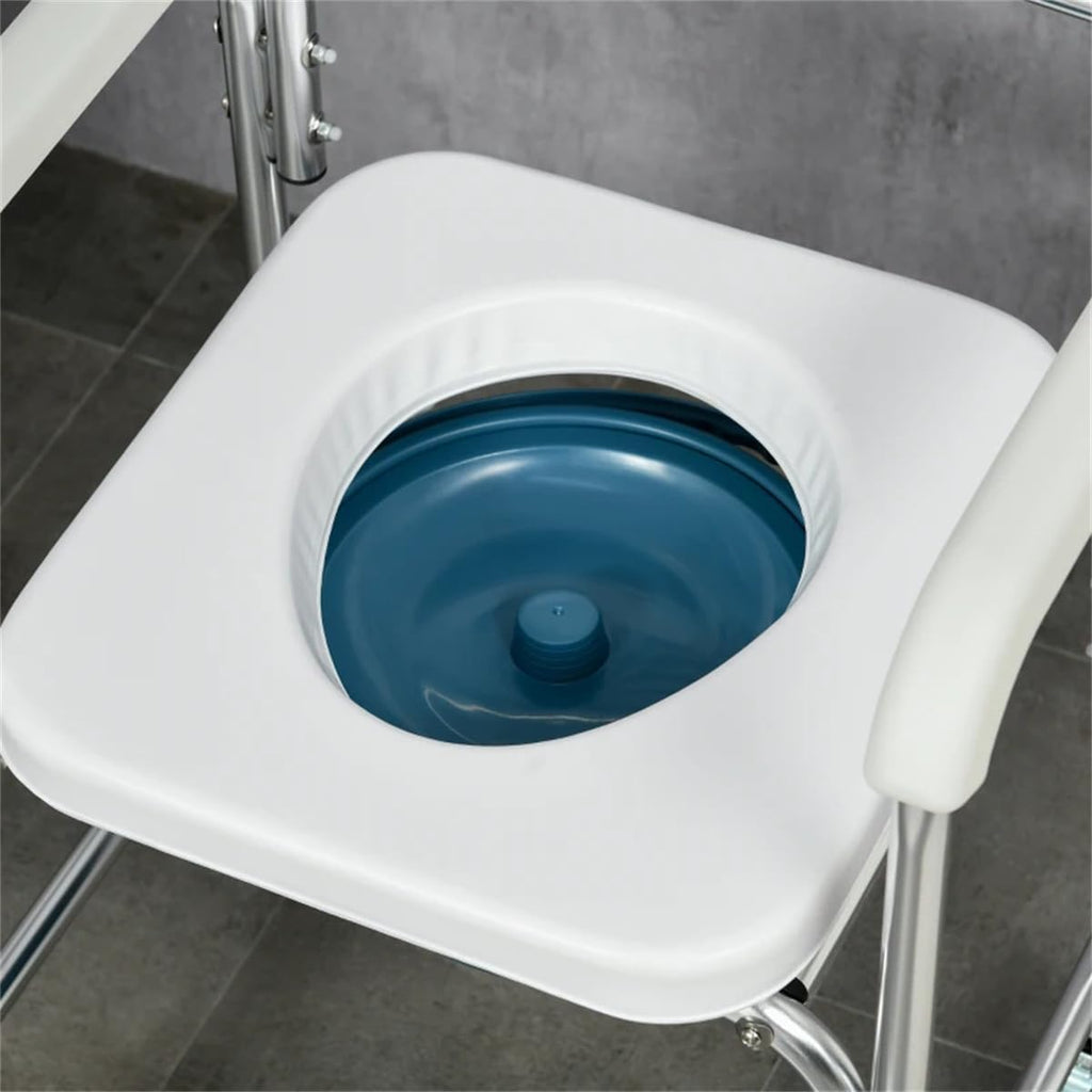 Heavy Duty Wheelchair Bedside Commode Chair Bath Shower Toilet Seat with Seat Patch Portable Medical Aid Mobility Multi-Function Elderly Handicapped People Pregnant Women Hospital Medical Chair
