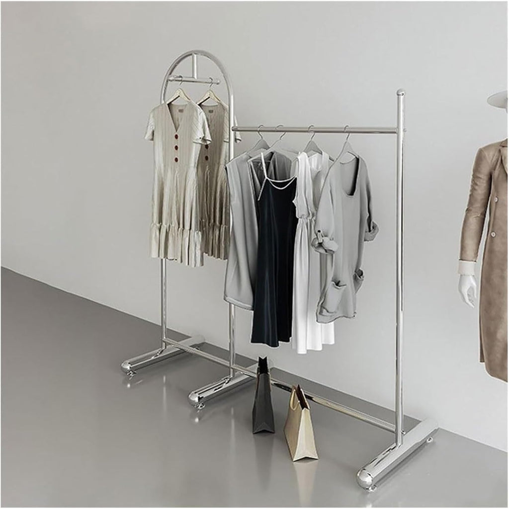 Clothes Rail Garment Rack Commercial Heavy Duty Garment Rack, Stainless Steel Clothing Rack Free Standing Coat Rack for Bedroom Clothes Drying Rack for Hanging Clothes, Silver-110x40x170cm