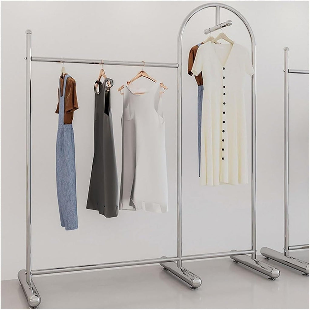 Clothes Rail Garment Rack Commercial Heavy Duty Garment Rack, Stainless Steel Clothing Rack Free Standing Coat Rack for Bedroom Clothes Drying Rack for Hanging Clothes, Silver-110x40x170cm