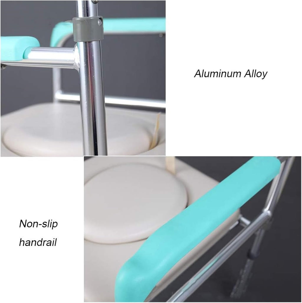Toilet Chair Homecare Folding Chair Bariatric Toilet Seat Lightweight Shower Bench with Ultra-Premium Padded Splash Guard/Bucket/Lid Bathroom Safety