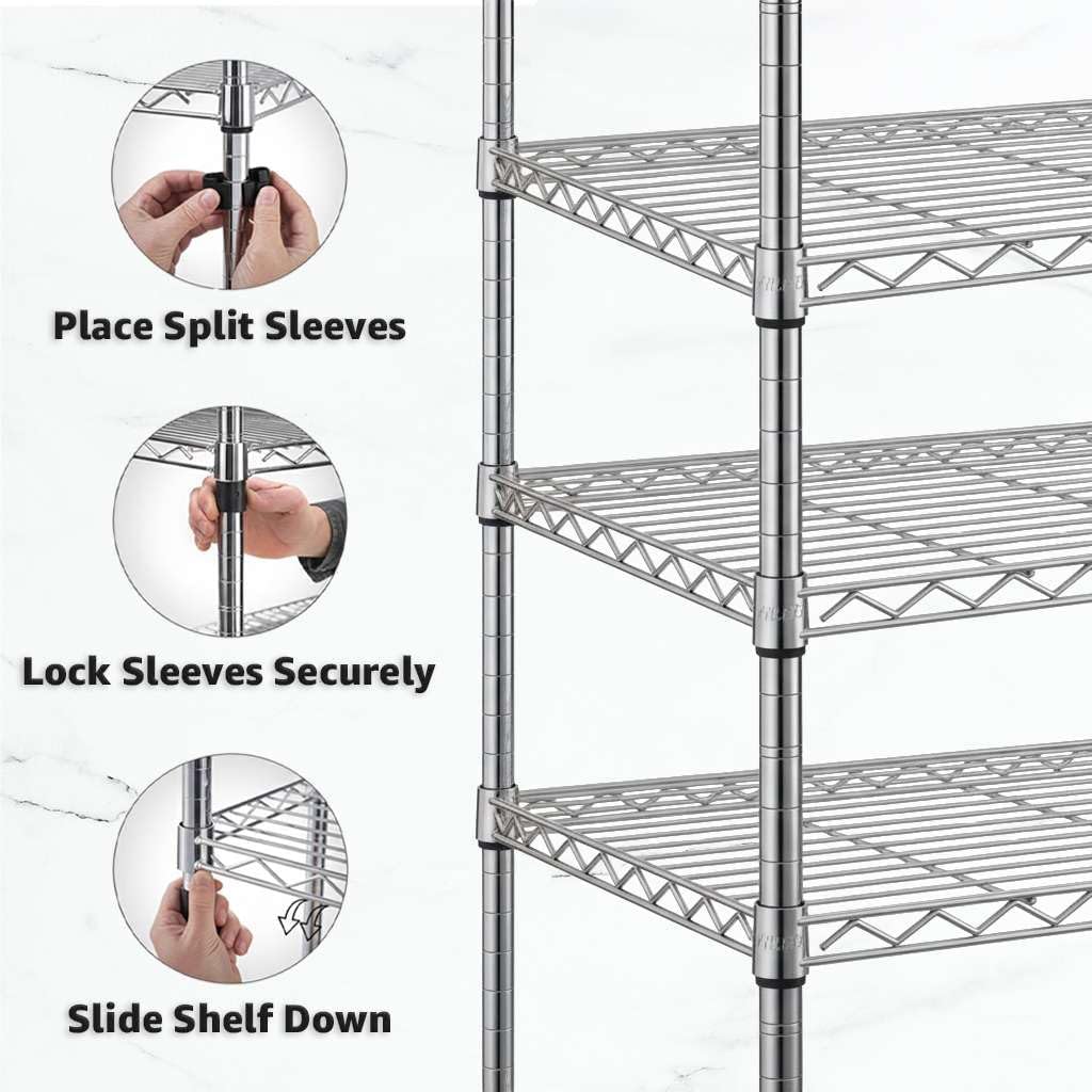 18' x 24' x 70' NSF Chrome Clothes Rack with Wheels, Heavy Duty Garment and Coat Shelf Organizer
