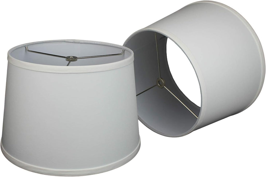 FenchelShades.com Set of 2 Lampshades 10' Top Diameter x 12' Bottom Diameter x 8' Slant Height with Washer (Spider) Attachment. Attaches to Lamps with an existing Harp (not included) (Linen Snow)