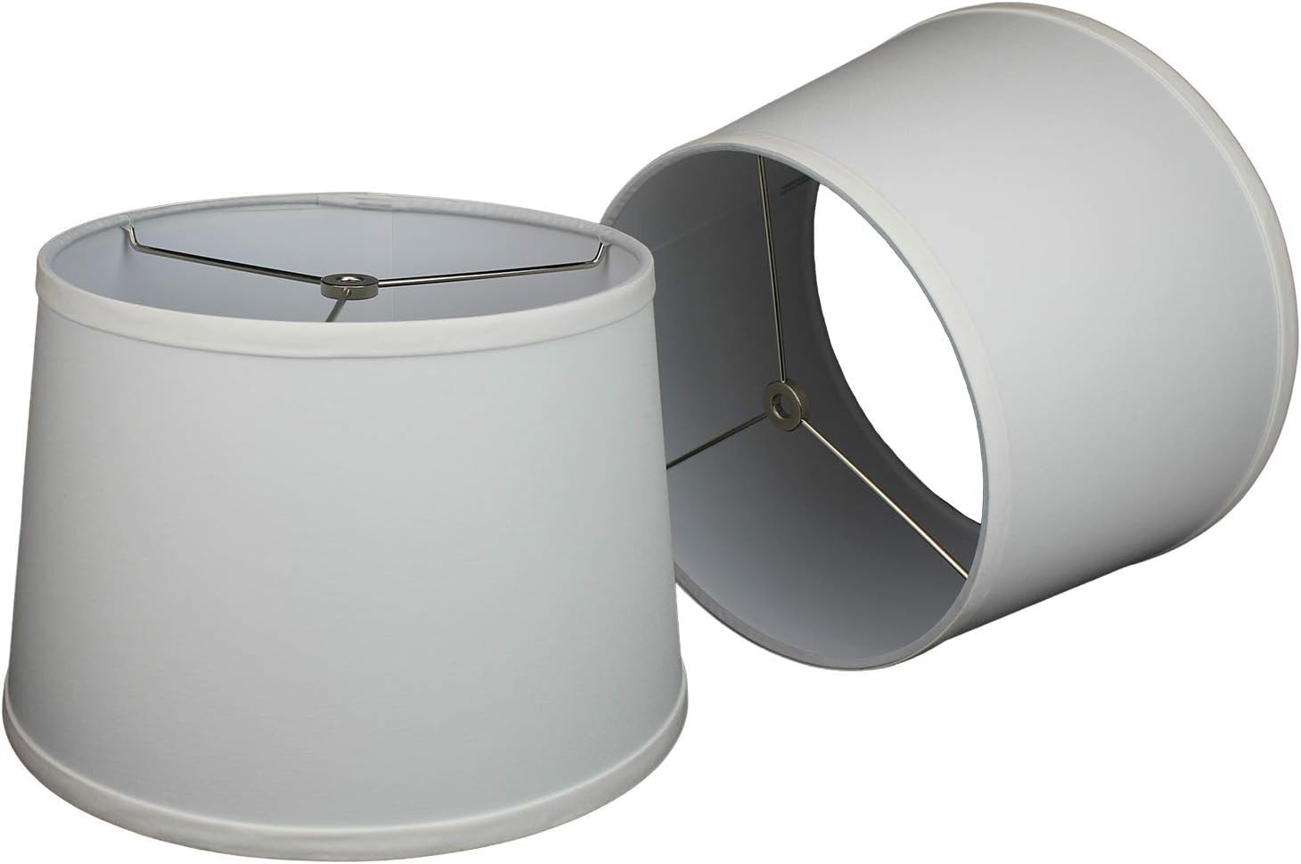 FenchelShades.com Set of 2 Lampshades 10' Top Diameter x 12' Bottom Diameter x 8' Slant Height with Washer (Spider) Attachment. Attaches to Lamps with an existing Harp (not included) (Linen Snow)