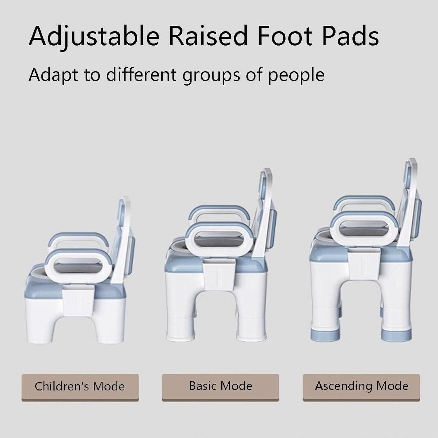 Raised Toilet Seat with Handles, Elevated Handicap Toilet Seat Riser for Seniors with Soft Padded, Height Adjustable, Stand Alone Toilet Safety Frame, Fit Any Toilet, Blue, PP Material