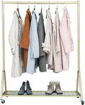 Garment Rack Portable Rolling Garment Rack with Wheels，Nordic Modern Metal Hanging Clothes Rail and Display Clothing Rack， Single Rod Coat Rack for Bedroom Office Indoor(Size:120x40x155CM,Color:Gold)
