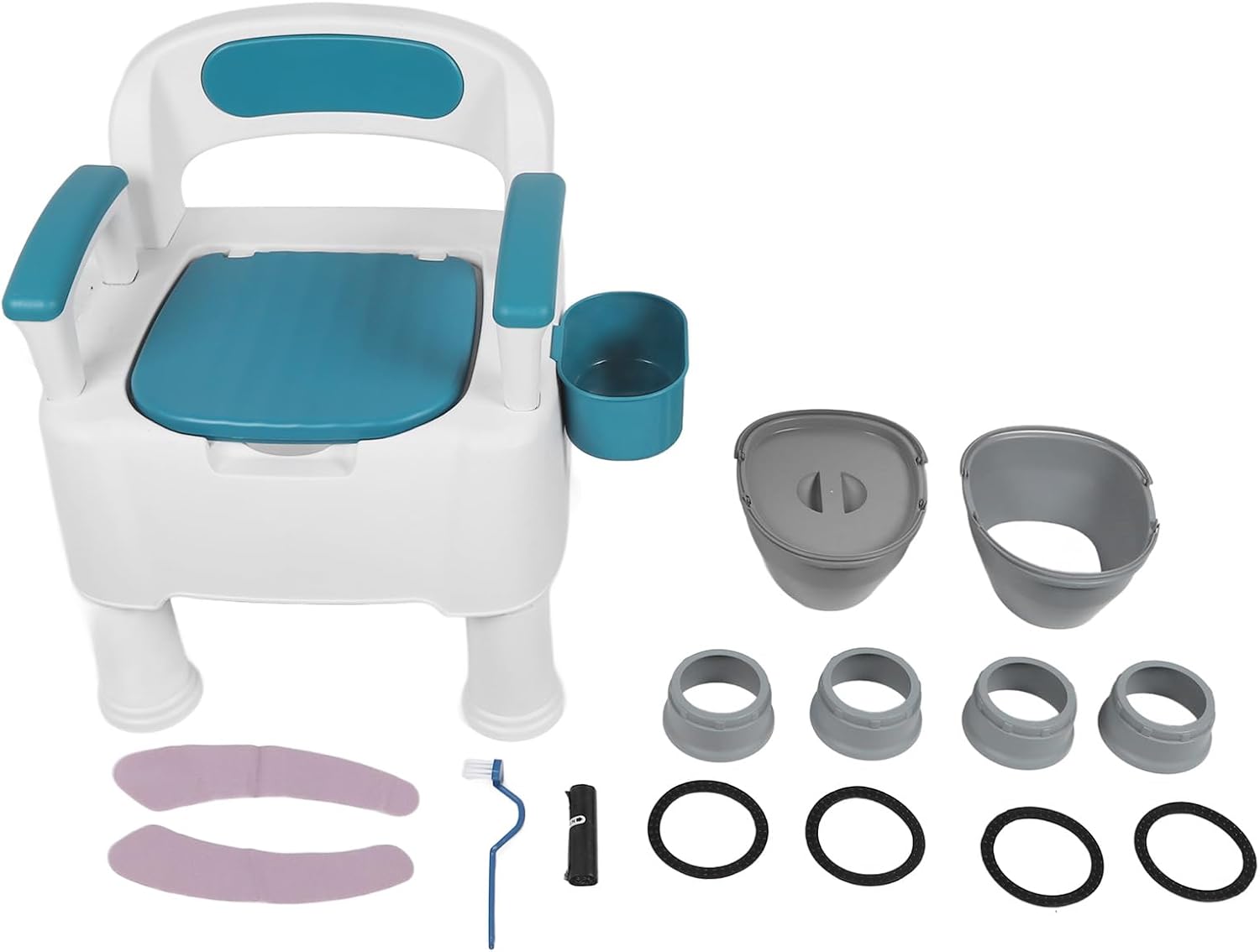 Portable Toilet, Toilet Seat Risers for Seniors with Handles, Portable Toilet for Adults, Mobile, Height Adjustable, PU Soft Cushion, Supports Weighing Up to 150kg, for Disabled