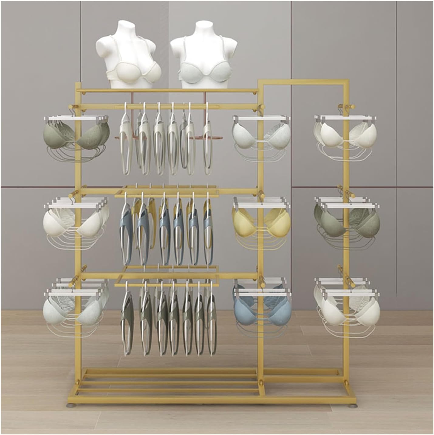 Coat Rack Stand, Underwear Display Stands, Freestanding Clothing Store Boutiques Retail Lingerie Garment Rack, Commercial Shelves for Socks Bra Panties Scarves Storage