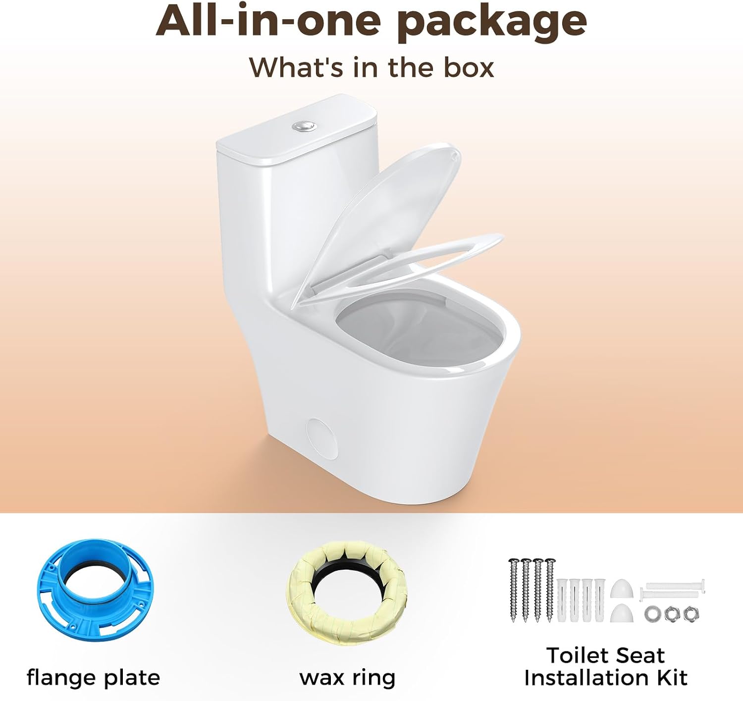 Modern One Piece Toilet,Dual Flush 0.87/1.45 GPF Toilet with Quiet Soft Close Seat,Minimalist Space-saving Design, Standard 12' Rough-In,Easy Clean Ceramic Bowl, White Finish
