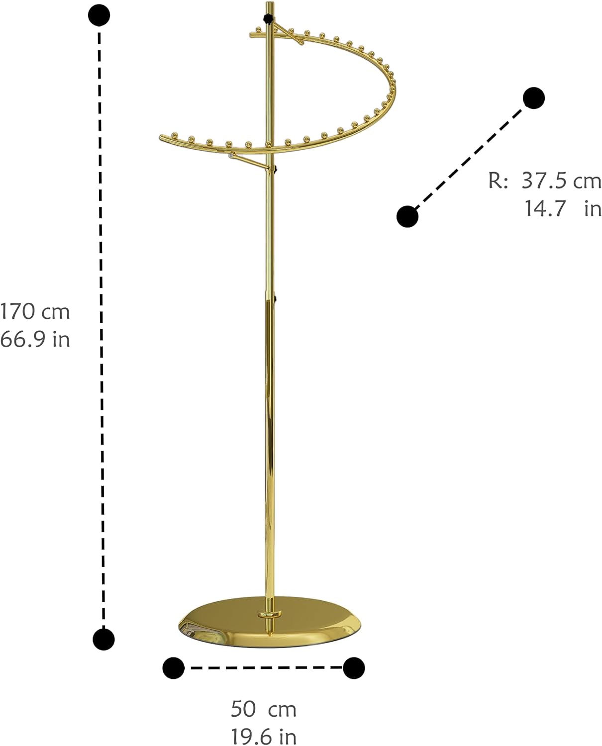 Heavy Duty Spiral Retail Racks for Clothes Gold Hanging Clothes Rack Store Boutique Clothing Rack Closet Racks for Bedroom and Shop