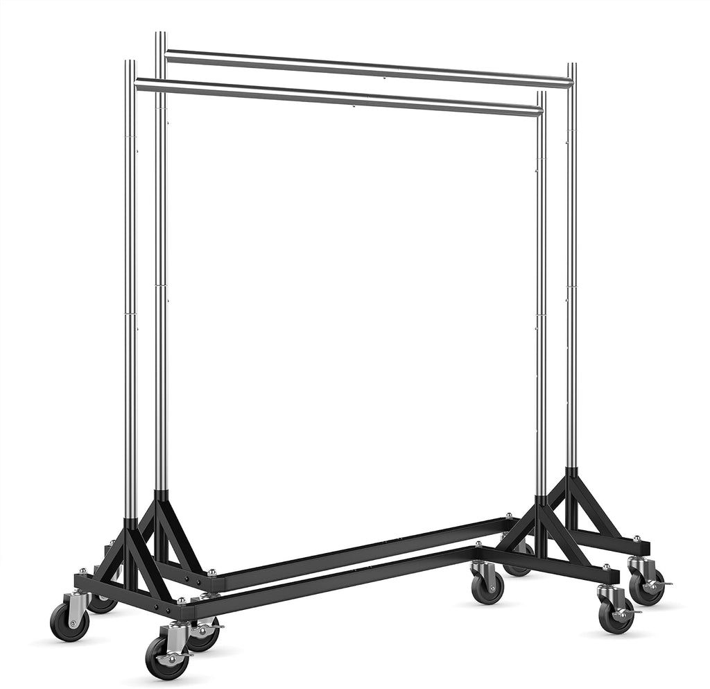 HOKEEPER Clothes Rack Z Rack Clothing Rack Commercial Garment Rack with Lockable Wheels Height Adjustable Coat Rack Heavy Duty Clothes Rack for Bedroom, Living Room, Laundry, Balcony 71' H, 2 Pack