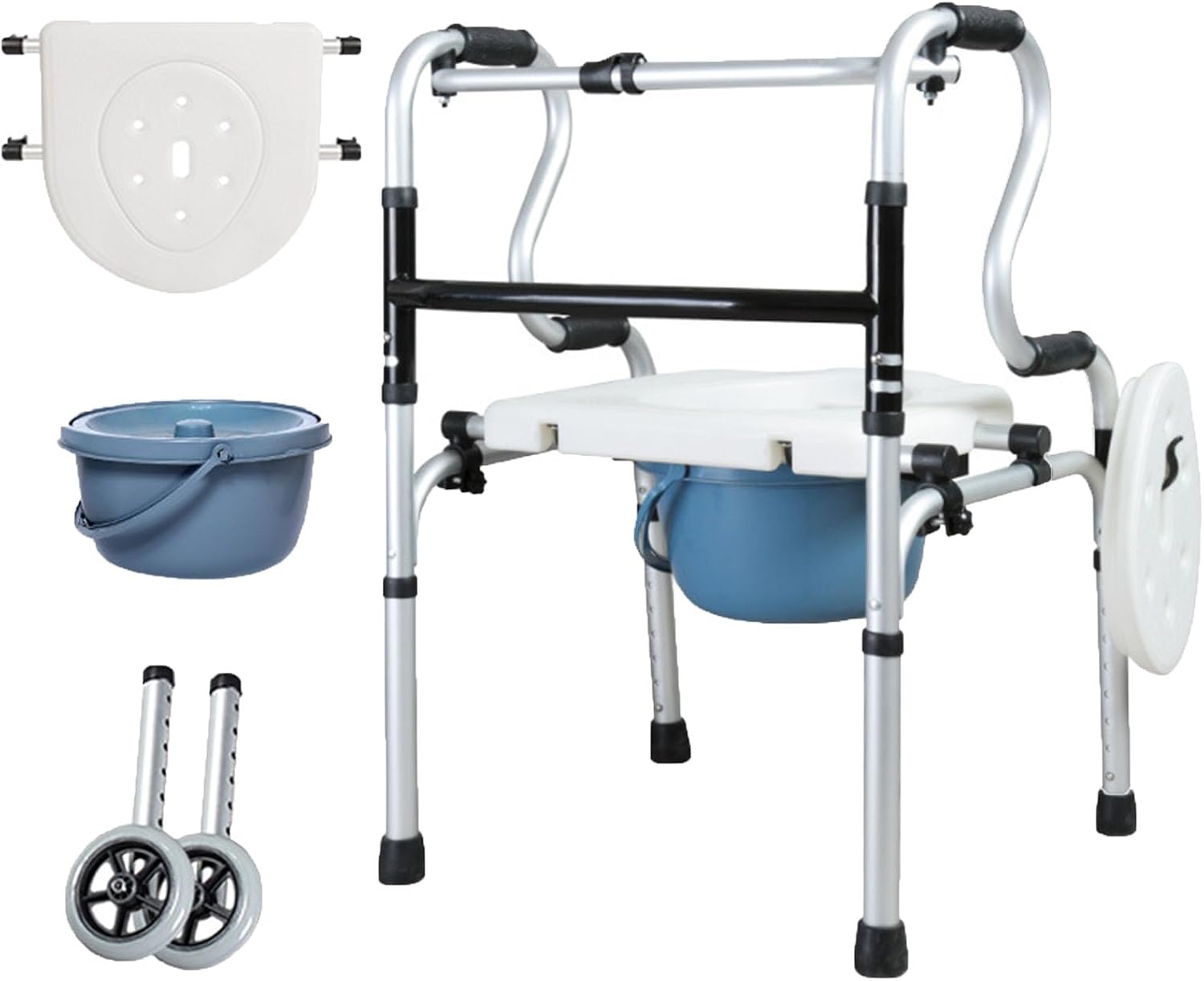 Raised Toilet Seat with Handles Up to 380lbs, Elevated Handicap Toilet Seat Riser for Seniors with Soft Padded, Height Adjustable, Stand Alone Toilet Safety Frame, fit Any Toilet