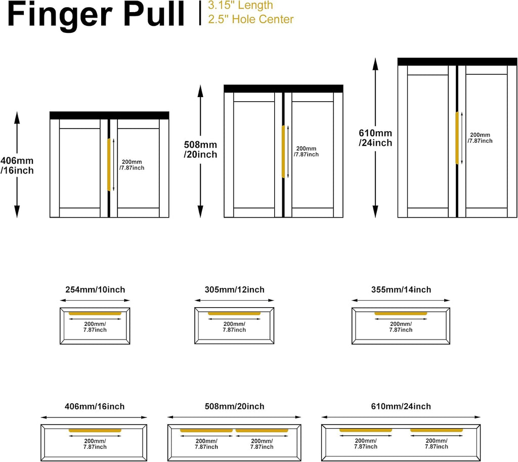 Satanga Edge Black Finger Pull for cabinets Kitchen Concealed Drawer pulls Aluminum Flat Hidden Back Mount Door Handle for Home 30 Pack Modern 7.87' Overall Length Easy Installation