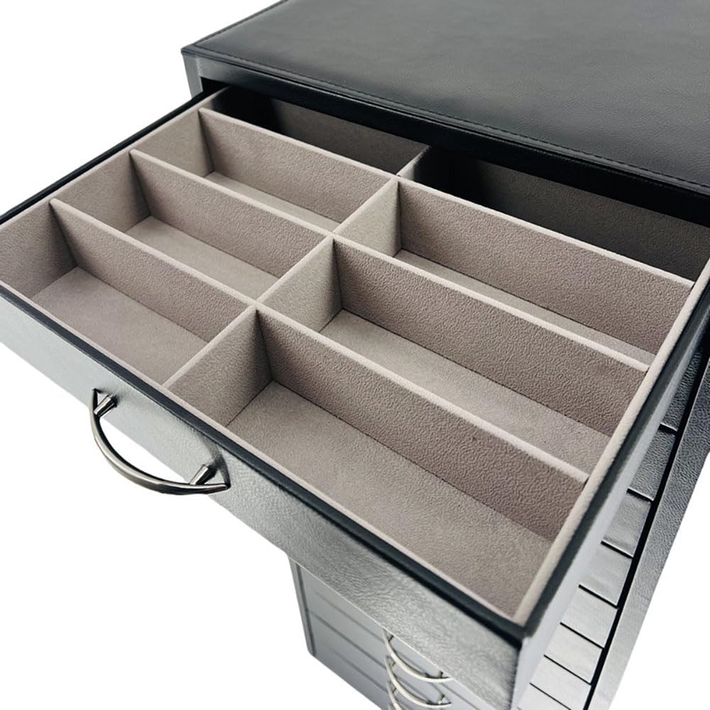 Sunglasses Organizer Box, Ink Black Faux Leather with Gray Velvet Lining, 3D Cinema Glasses Storage Case, Eyewear Display Box for Optical Stores