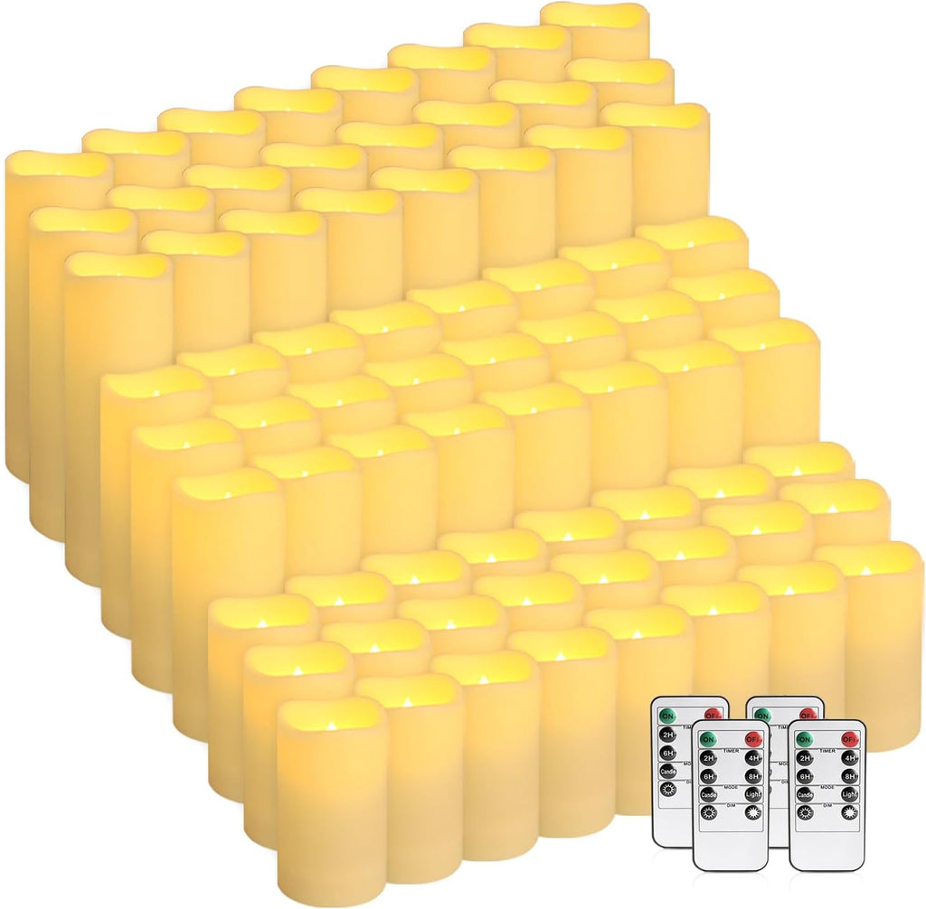 72-Pack LED Flameless Candles with Remote Control - Perfect for Home, Parties, and Special Occasions - Create a Magical Ambiance Effortlessly(Three Sizes)