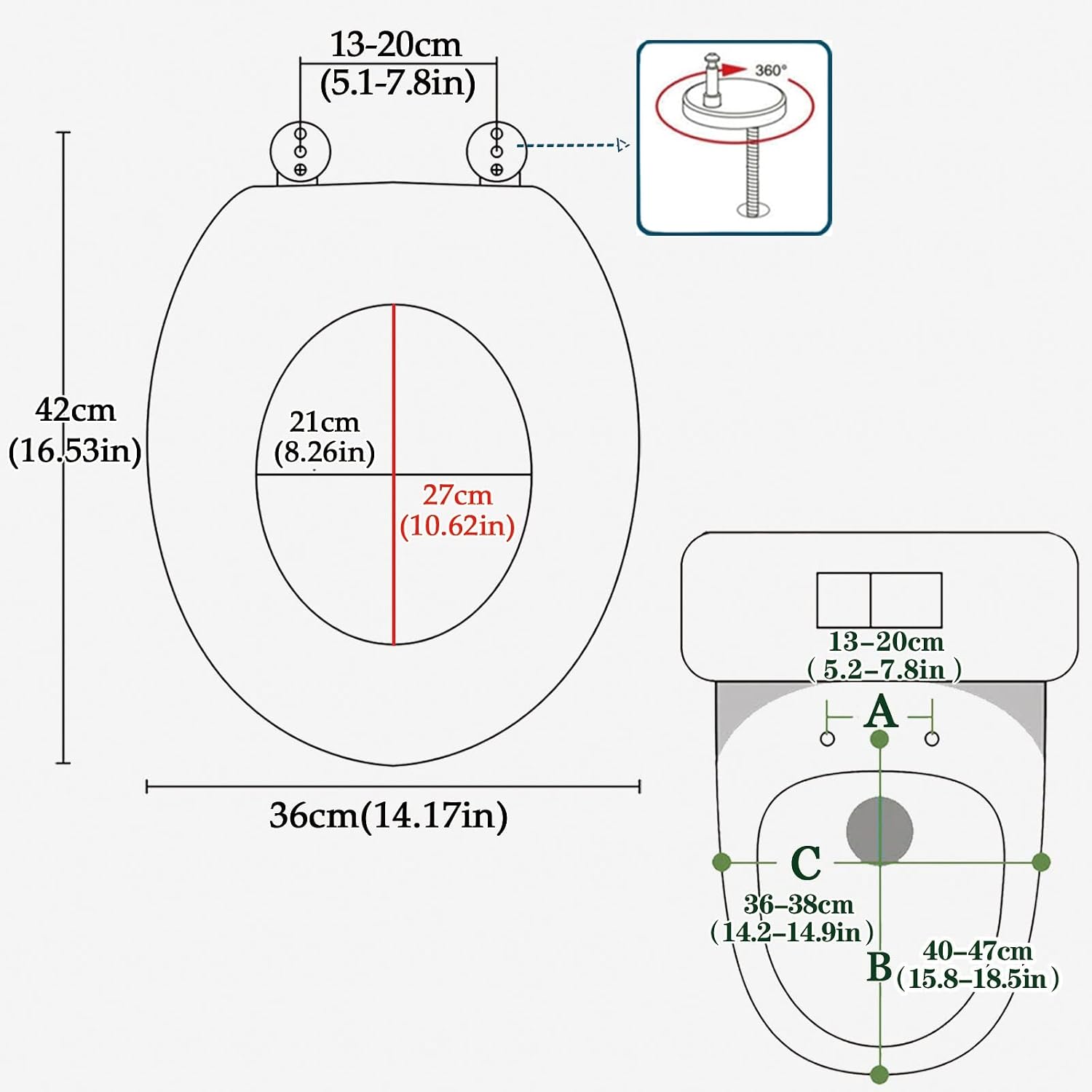 Toilet Seat Glitter Toilet Seat with Soft Close Quick Release for Easy Clean, Oval Loo Seat with 360 Degree Adjustable Stainless Steel Hinge(Silver)