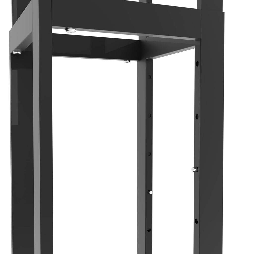 Econoco 4-Way Clothing Rack, Heavy Duty Adjustable Garment Display with 2 Straight and 2 Slanted Arms, Square Tubing, Black