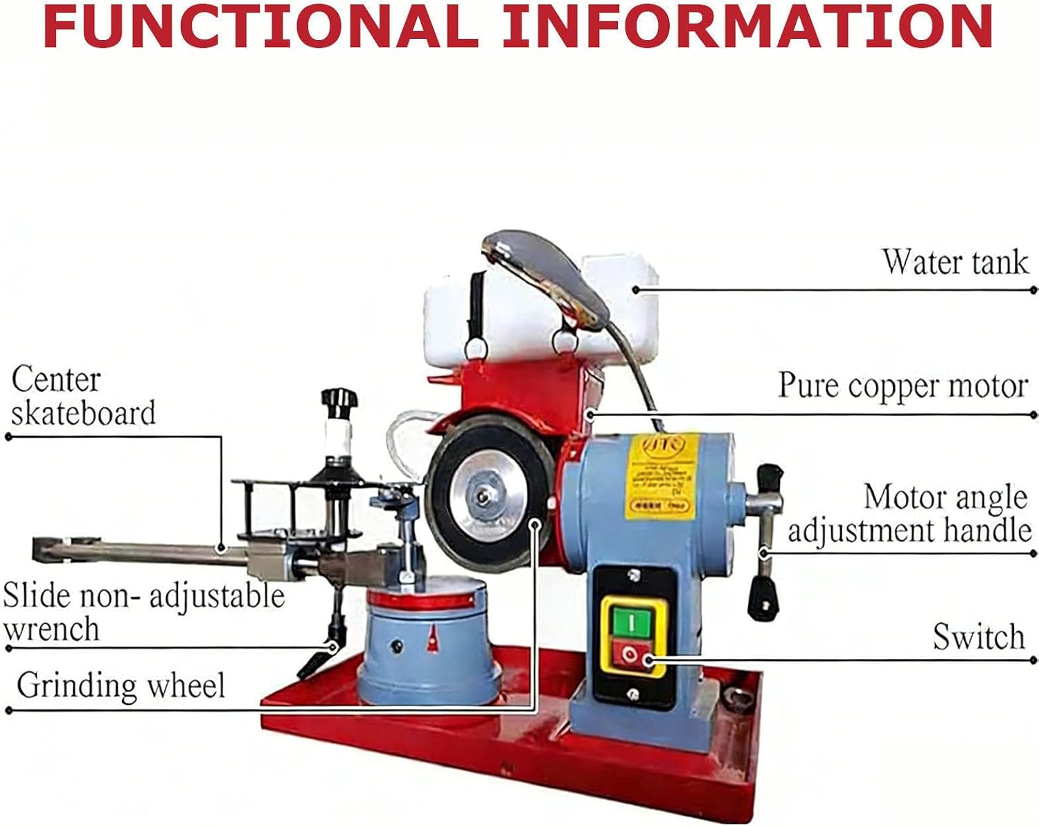 Circular Saw Blade Sharpener, Multi-Tool Sharpener 550W Water Injection Rotary Angle Mill Grinder 2850Rpm Electric Angle Mill Grinding Machine with Water Tank for Carbide Tipped Saw Blade
