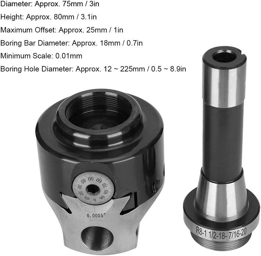 Shank Boring Head for Wood & Metalworking | 3/4 Inch Adjustable Boring Tool with 0.01mm Exactness | Compatible for Milling Machines/Lathes/Drills