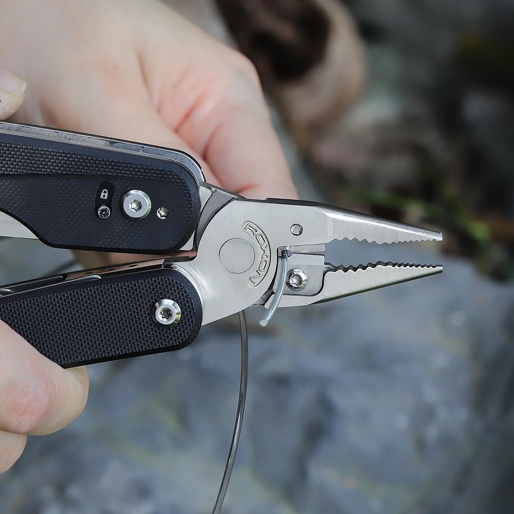 ROXON Flex Titan S805G Multi tool with full size scissors Modular Design and Customizable Tool (Replaceable knife and accessory) 16 tools for Outdoor & Camping