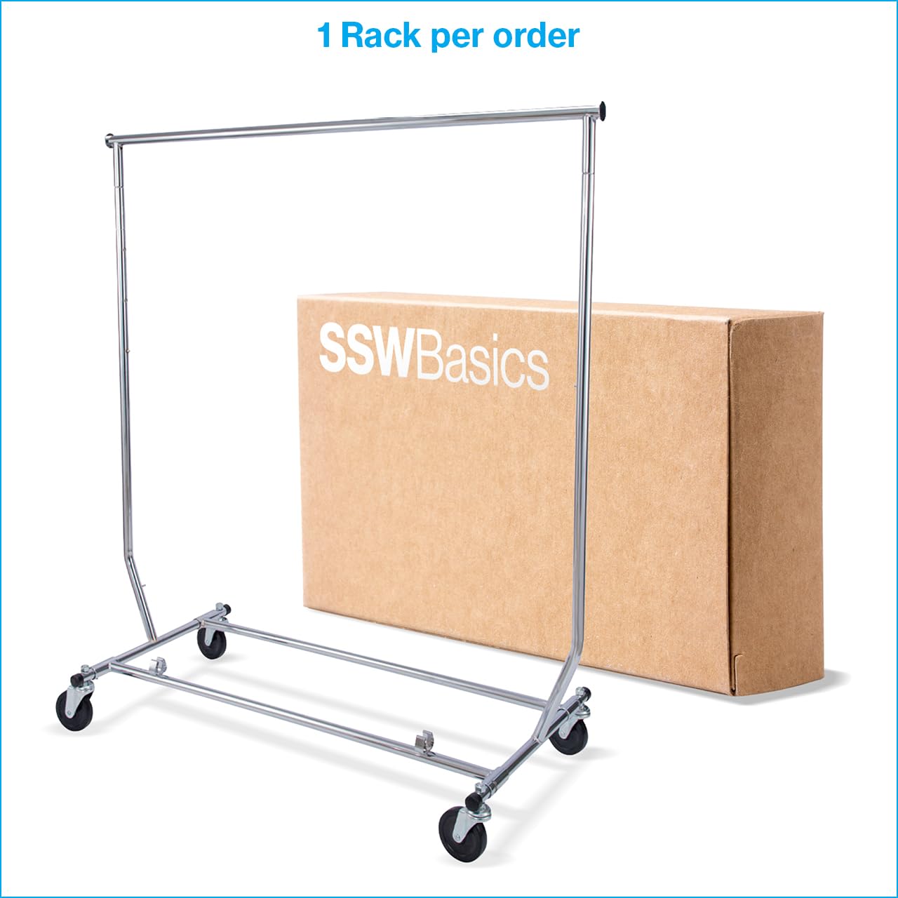 SSWBasics Rolling Rack for Clothes - Metal Clothes Rack with Wheels, Collapsible Rolling Rack, Clothing Rack for Storage and Organization, Portable and Adjustable
