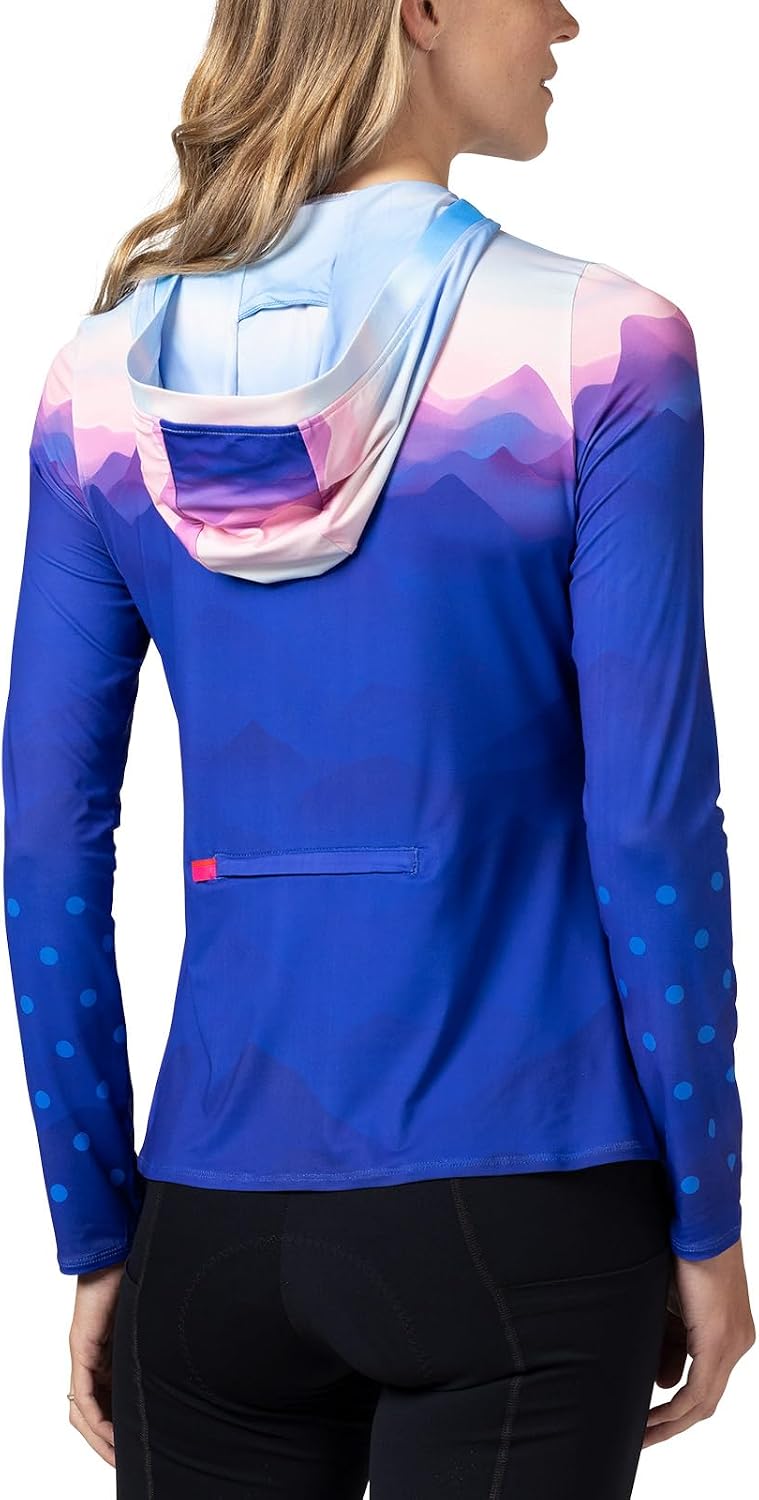 Terry Soleil Hoody Cycling Jersey Top for Women, Athletic Fit UPF 50+ Lightweight Sun Protection Biking Hiking Outdoor