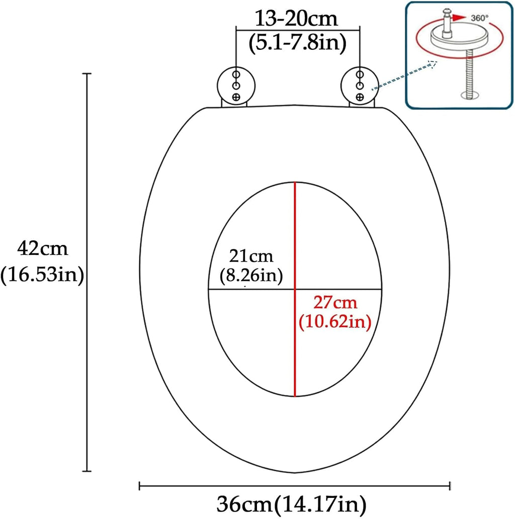 Toilet Seat Soft Close, Oval Glitter Toilet Seat with Quick Release, Toilet Lid with Top Fixing, Resin Toilet Seat(Pink)