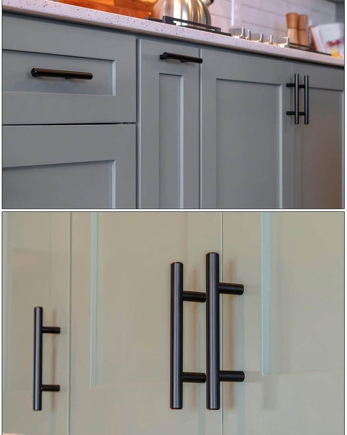 TOMYEUS Cabinet Handles Kitchen Hardware 10 PCS Black Cupboard Handle Brushed Stainless Steel Kitchen Cabinet Door Knob Furniture Handle Drawer Pull Hardware Cabinet pulls Kitchen Cabinet Handles