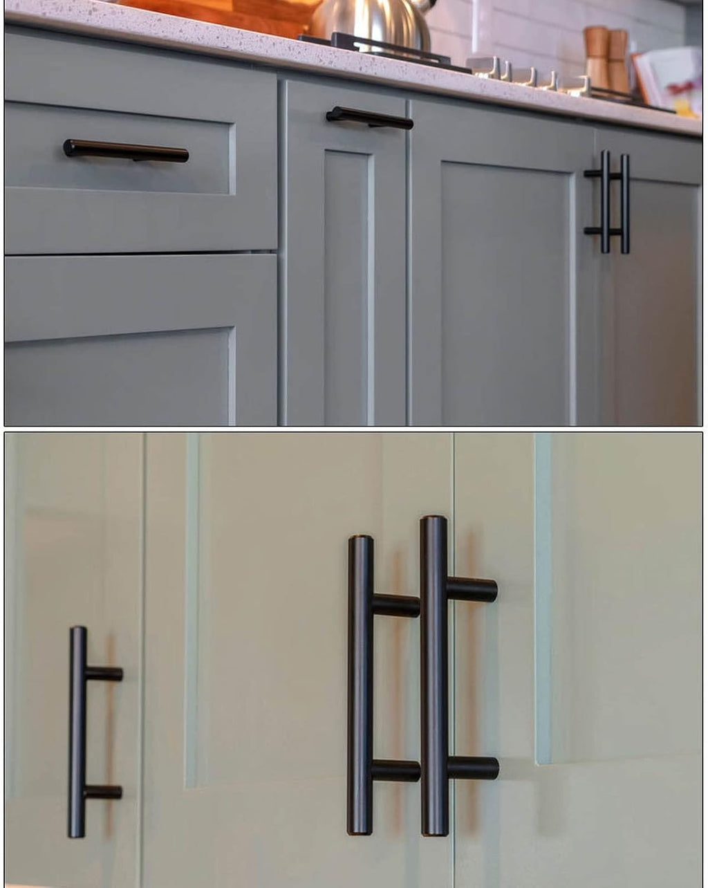 TOMYEUS Cabinet Handles Kitchen Hardware 10 PCS Black Cupboard Handle Brushed Stainless Steel Kitchen Cabinet Door Knob Furniture Handle Drawer Pull Hardware Cabinet pulls Kitchen Cabinet Handles