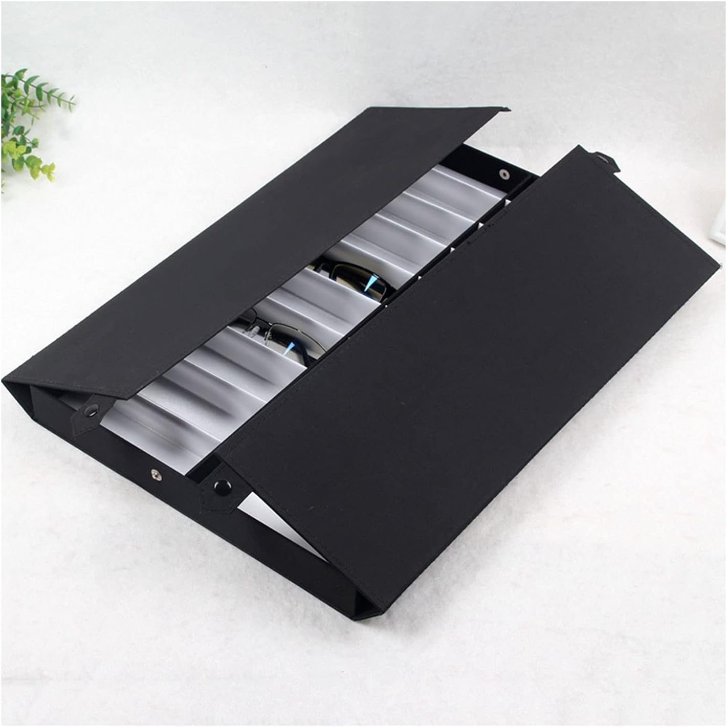 Eyeglass Displays 20 Slots Eyewears Organizer Display Case Holder - Double Row Durable Eye Glasses Storage Stand with Lid for Eyeglasses or Jewelry Display Risers