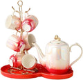 Beverage Serveware Ceramic kettle cup water set with iron stand household teapot tea set large capacity cold kettle gift set Water Carafe