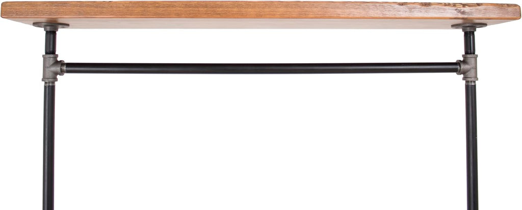 Industrial Pipe Clothing Rack with Solid Wood Top Shelf, Black, 43' W x 64' H x 17' D
