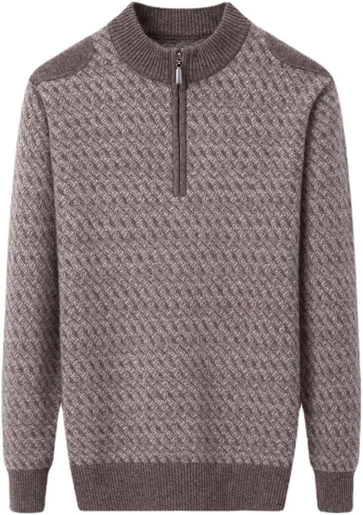 Men's Sweater 100% Cashmere Half High Neck Decorative Zipper Pullover Thickened Jumper