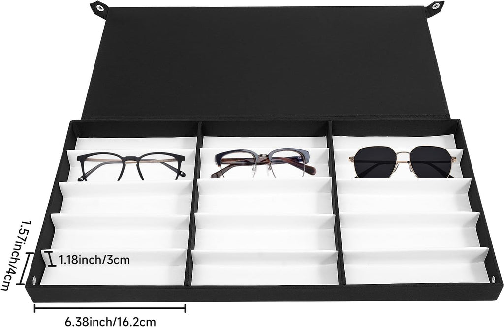 180 Slot Eyeglasses Storage Trolley Case, 12 Trays Eyeglasses Organizer, Sunglasses Trolley Box with Shoulder Strap Black Eyeglasses Collector for Outdoor& Indoor Exhibitions