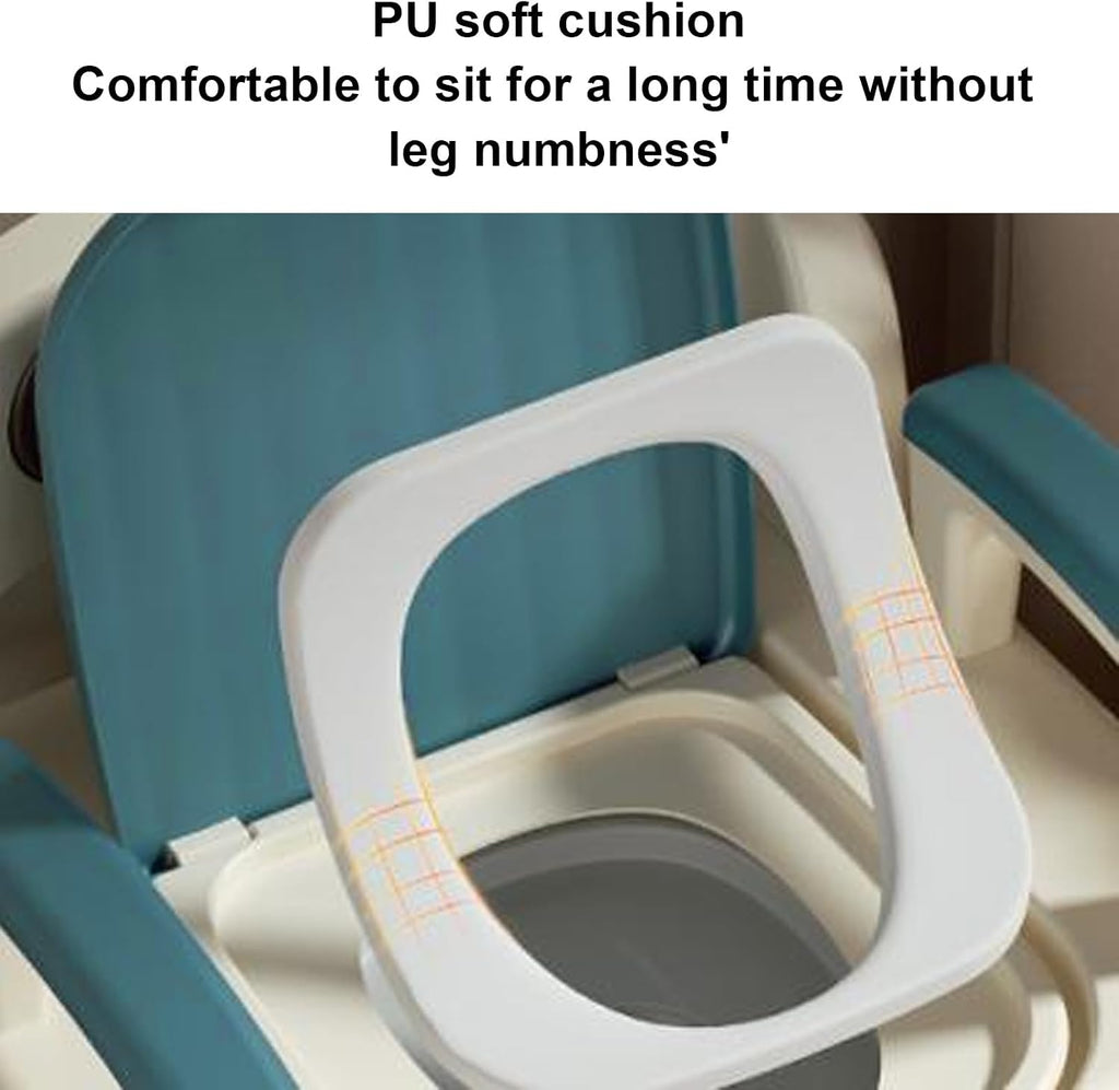 Portable Toilet, Toilet Seat Risers for Seniors with Handles, Portable Toilet for Adults, Mobile, Height Adjustable, PU Soft Cushion, Supports Weighing Up to 150kg, for Disabled
