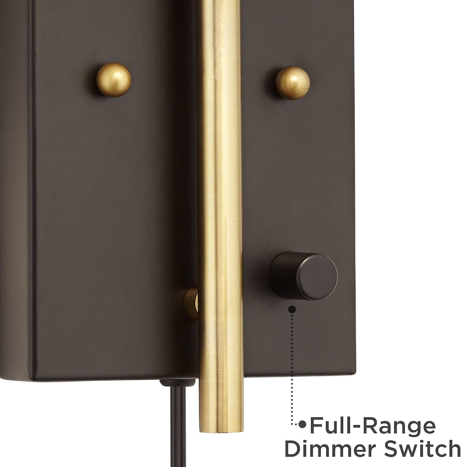 360 Lighting Chester Modern Swing Arm Wall Lamps Set of 2 Brass Black Metal Plug-in Light Fixture Tan Fabric Drum Shade for Bedroom Bedside House Reading Living Room Home Hallway Dining