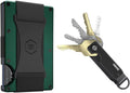 The Ridge Secure Essentials Bundle: Minimalist RFID-Blocking Slim Wallet with Cash Strap Forest Green & Compact Key Organizer Set Aluminum Black