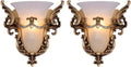 Wall Sconce Light Fixture Gold Wall Sconces Set of Two Unique Angel Wings Style White Glass Wall Light Vintage Antique Wall Lights Resin Wall Lamp for Living Room Hallway Bedroom