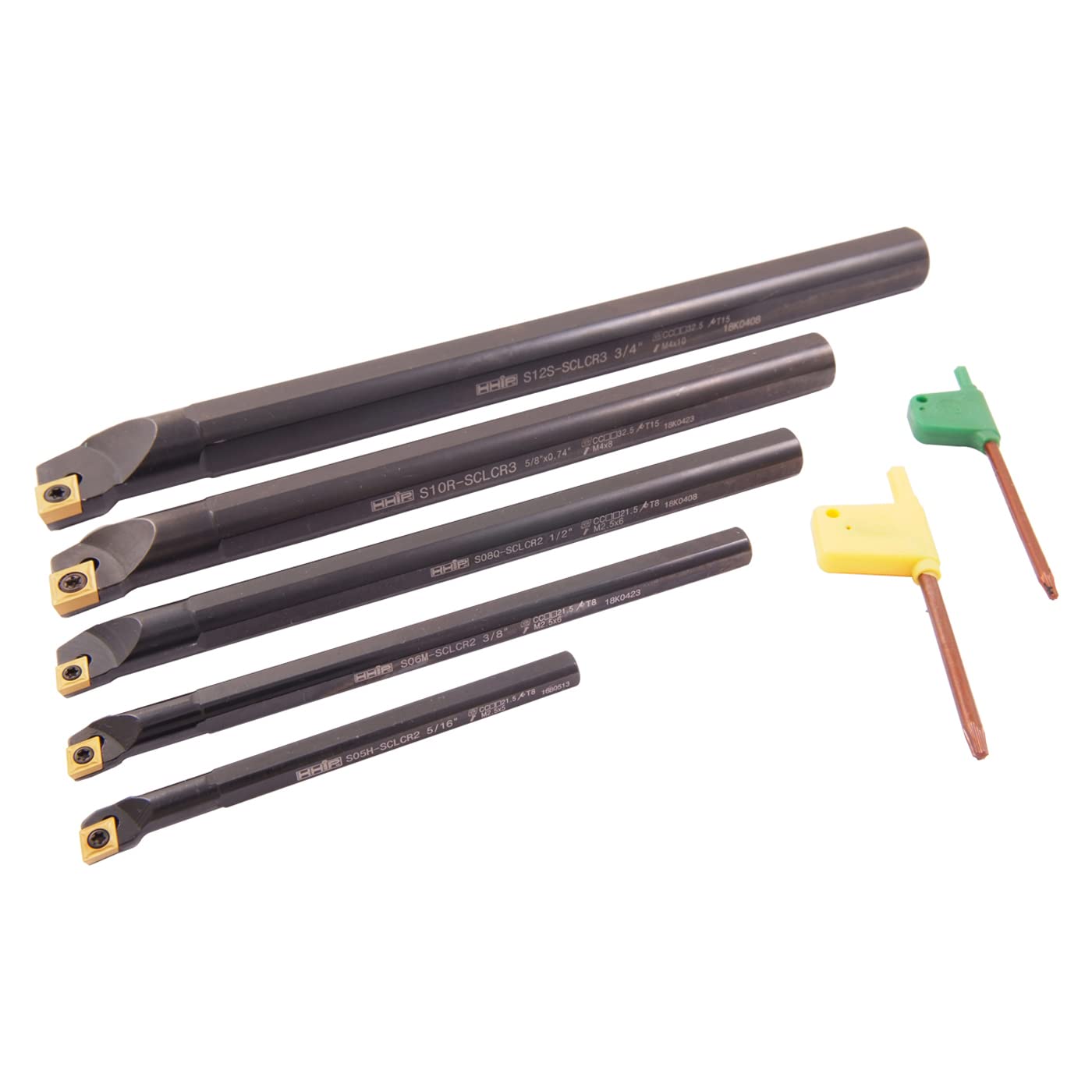 HHIP 1001-0023 5 Piece SCLCR Indexable Boring Bar Set, 5/16-3/8-1/2-5/8 & 3/4 Inch