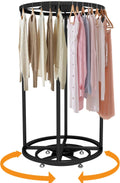 Rotatable Round Garment Display Rack, Floor-Standing Double Space Multi-Purpose Metal Shelf for Clothes Storage, Commercial Clothing Organizer in Retail Boutiques (Black, 27.6'x 51.2')
