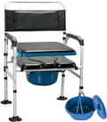 Padded Beside Commode Chair 3 in 1 Shower Seat for Toilet with Arms, Heavy Duty Adult Bathroom Commode Chair Aluminum Alloy Frame, PU Leather Padded (Color : #1)