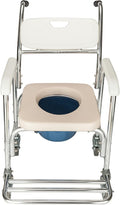 Multifunctional Transport Wheelchair, Aluminum Bathroom Shower Chair,Pregnant Women Commode Chair Bath Chair,Bedside Toilet Seat, for Handicap, Seniors and Pregnant Women,White